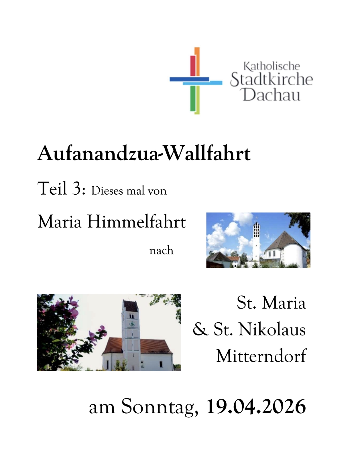 Ankündigung der Wallfahrt