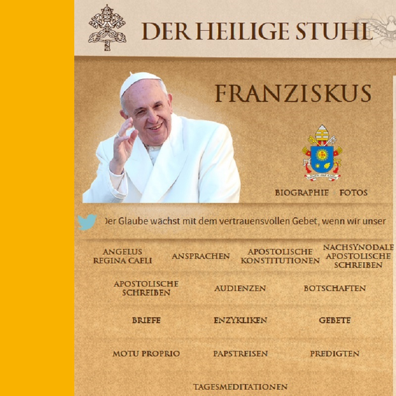 Ausschnitt aus der Startseite "DER HEILIGE STUHL"